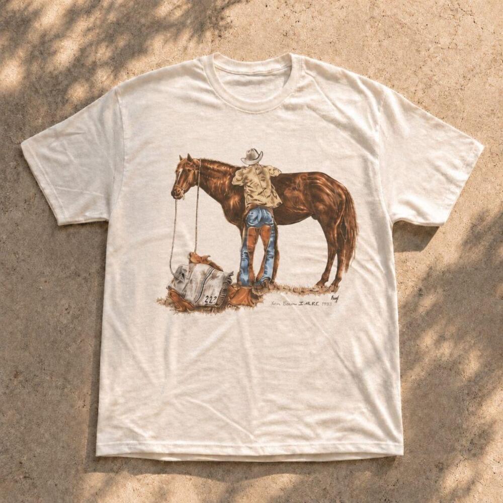 Western Cowboy Horse Graphic Tee White Unisex Shirt
